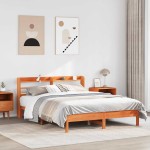vidaXL Cadru de pat fără saltea, maro ceruit 140x200 cm lemn masiv pin vidaXL Cadru de pat fără saltea, maro ceruit 140x200 cm lemn masiv pin