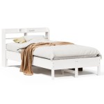 vidaXL Cadru de pat fără saltea, alb, 120x200 cm, lemn masiv pin vidaXL Cadru de pat fără saltea, alb, 120x200 cm, lemn masiv pin