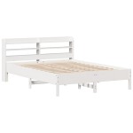 vidaXL Cadru de pat fără saltea, alb, 140x190 cm, lemn masiv de pin