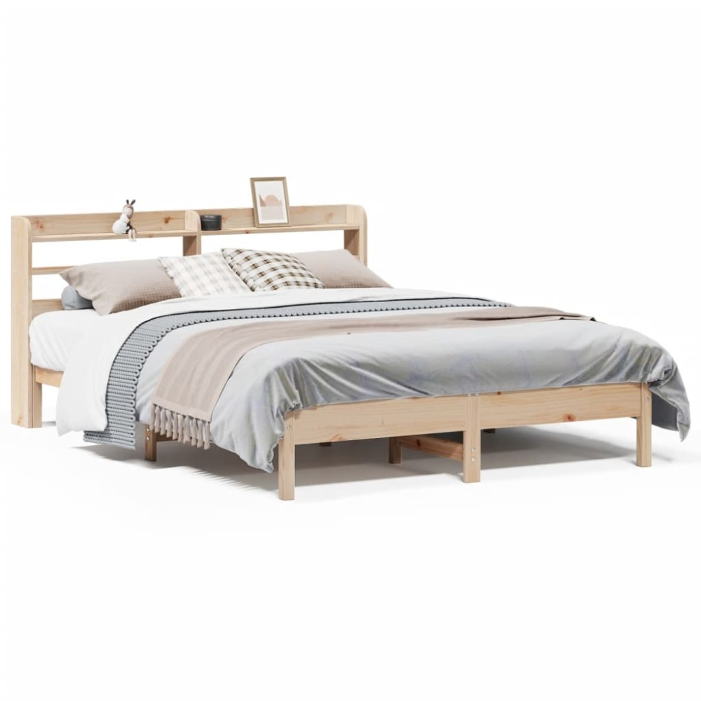 vidaXL Cadru de pat fără saltea, 135x190 cm, lemn masiv de pin