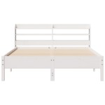 vidaXL Cadru de pat fără saltea, alb, 135x190 cm, lemn masiv de pin