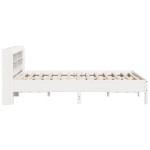 vidaXL Cadru de pat fără saltea, alb, 135x190 cm, lemn masiv de pin