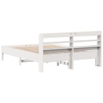 vidaXL Cadru de pat fără saltea, alb, 135x190 cm, lemn masiv de pin