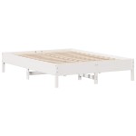 vidaXL Cadru de pat fără saltea, alb, 135x190 cm, lemn masiv de pin