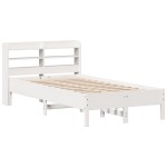 vidaXL Cadru de pat fără saltea, alb, 120x190 cm, lemn masiv pin