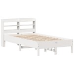 vidaXL Cadru de pat fără saltea, alb, 75x190 cm, lemn masiv de pin
