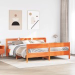 vidaXL Cadru de pat fără saltea, maro ceruit 200x200 cm lemn masiv pin vidaXL Cadru de pat fără saltea, maro ceruit 200x200 cm lemn masiv pin
