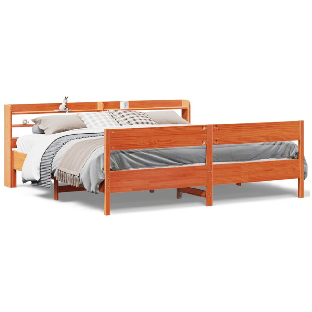 vidaXL Cadru de pat fără saltea, maro ceruit 180x200 cm lemn masiv pin