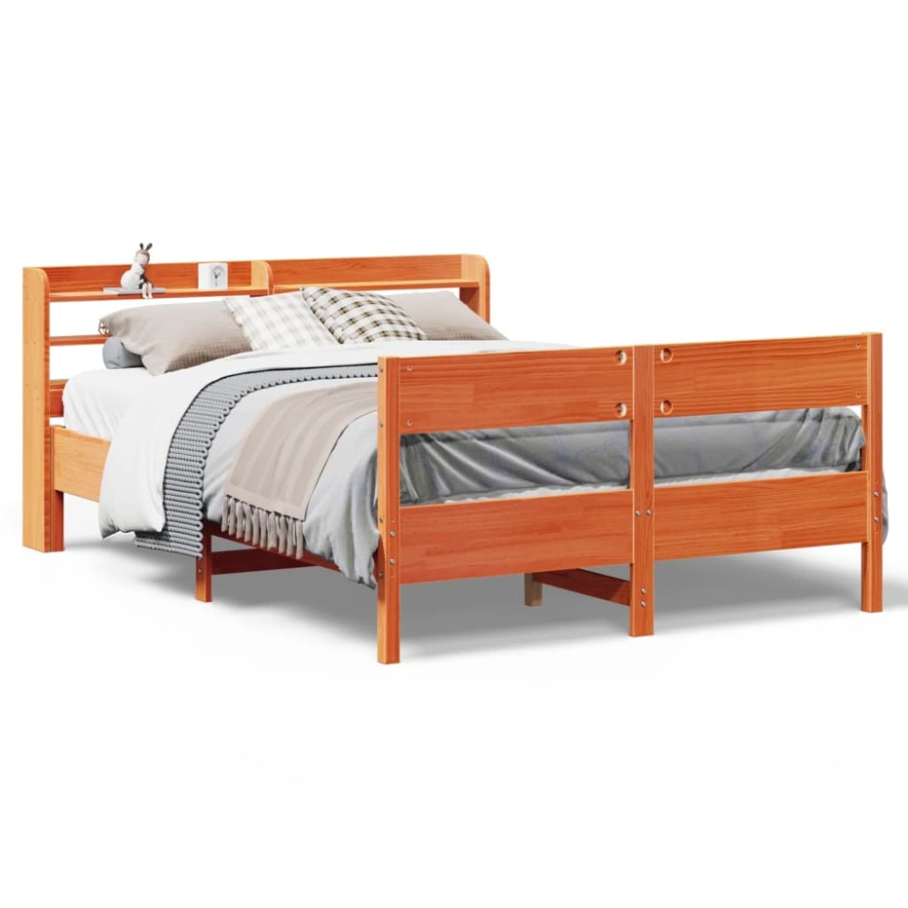 vidaXL Cadru de pat fără saltea, maro ceruit 140x200 cm lemn masiv pin