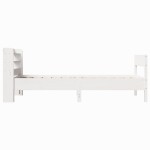vidaXL Cadru de pat fără saltea, alb, 90x200 cm, lemn masiv pin
