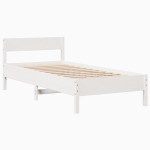 vidaXL Cadru de pat fără saltea, alb, 90x200 cm, lemn masiv pin