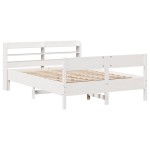 vidaXL Cadru de pat fără saltea, alb, 140x190 cm, lemn masiv de pin vidaXL Cadru de pat fără saltea, alb, 140x190 cm, lemn masiv de pin