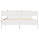 vidaXL Cadru de pat fără saltea, alb, 140x190 cm, lemn masiv de pin vidaXL Cadru de pat fără saltea, alb, 140x190 cm, lemn masiv de pin
