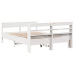 vidaXL Cadru de pat fără saltea, alb, 140x190 cm, lemn masiv de pin vidaXL Cadru de pat fără saltea, alb, 140x190 cm, lemn masiv de pin