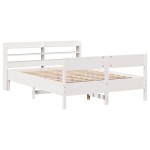 vidaXL Cadru de pat fără saltea, alb, 135x190 cm, lemn masiv de pin vidaXL Cadru de pat fără saltea, alb, 135x190 cm, lemn masiv de pin