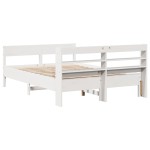 vidaXL Cadru de pat fără saltea, alb, 135x190 cm, lemn masiv de pin vidaXL Cadru de pat fără saltea, alb, 135x190 cm, lemn masiv de pin
