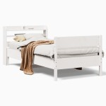 vidaXL Cadru de pat fără saltea, alb, 75x190 cm, lemn masiv de pin