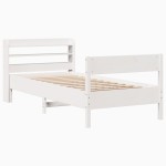 vidaXL Cadru de pat fără saltea, alb, 75x190 cm, lemn masiv de pin