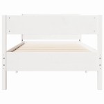 vidaXL Cadru de pat fără saltea, alb, 75x190 cm, lemn masiv de pin