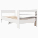 vidaXL Cadru de pat fără saltea, alb, 75x190 cm, lemn masiv de pin