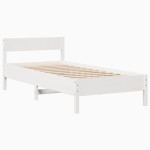 vidaXL Cadru de pat fără saltea, alb, 75x190 cm, lemn masiv de pin