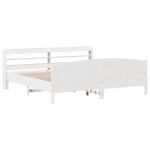 vidaXL Cadru de pat fără saltea, alb, 180x200 cm, lemn masiv pin