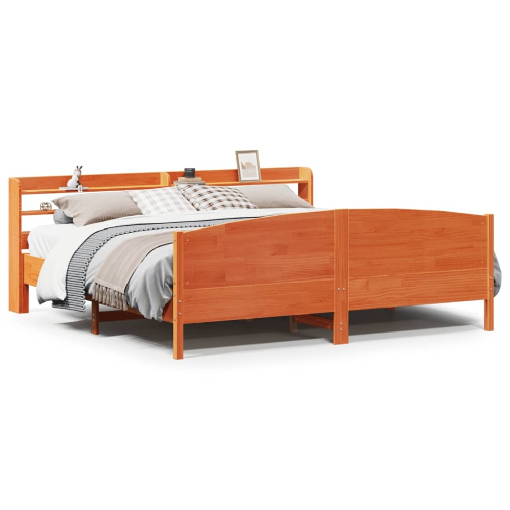 vidaXL Cadru de pat fără saltea, maro ceruit 180x200 cm lemn masiv pin