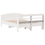 vidaXL Cadru de pat fără saltea, alb, 140x200 cm, lemn masiv pin