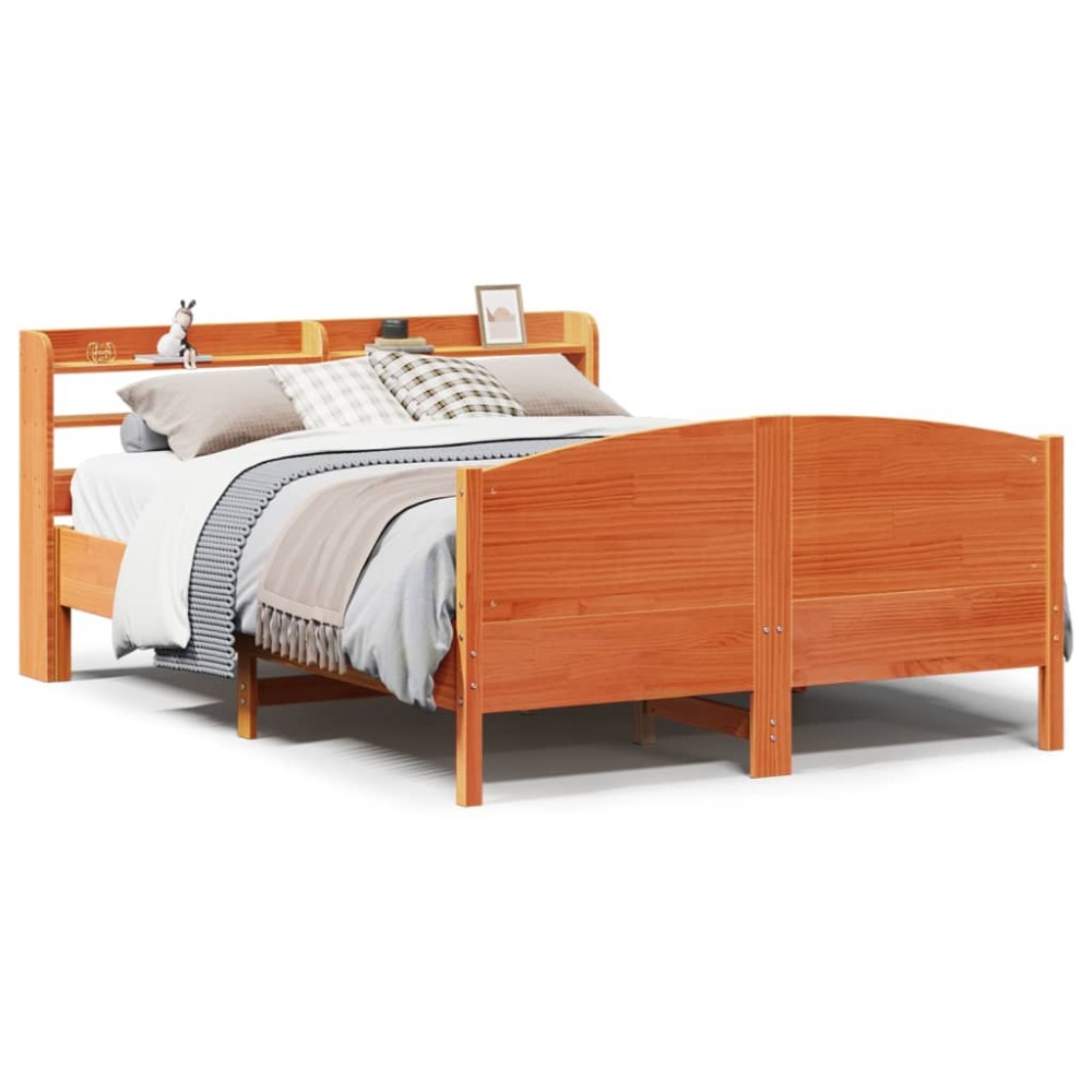 vidaXL Cadru de pat fără saltea, maro ceruit 140x200 cm lemn masiv pin