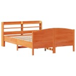 vidaXL Cadru de pat fără saltea, maro ceruit 140x200 cm lemn masiv pin vidaXL Cadru de pat fără saltea, maro ceruit 140x200 cm lemn masiv pin