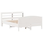 vidaXL Cadru de pat fără saltea, alb, 140x190 cm, lemn masiv de pin