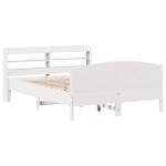vidaXL Cadru de pat fără saltea, alb, 135x190 cm, lemn masiv de pin vidaXL Cadru de pat fără saltea, alb, 135x190 cm, lemn masiv de pin