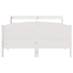 vidaXL Cadru de pat fără saltea, alb, 120x190 cm, lemn masiv pin
