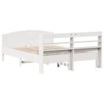 vidaXL Cadru de pat fără saltea, alb, 120x190 cm, lemn masiv pin
