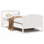 vidaXL Cadru de pat fără saltea, alb, 75x190 cm, lemn masiv de pin