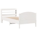 vidaXL Cadru de pat fără saltea, alb, 75x190 cm, lemn masiv de pin