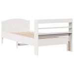 vidaXL Cadru de pat fără saltea, alb, 75x190 cm, lemn masiv de pin