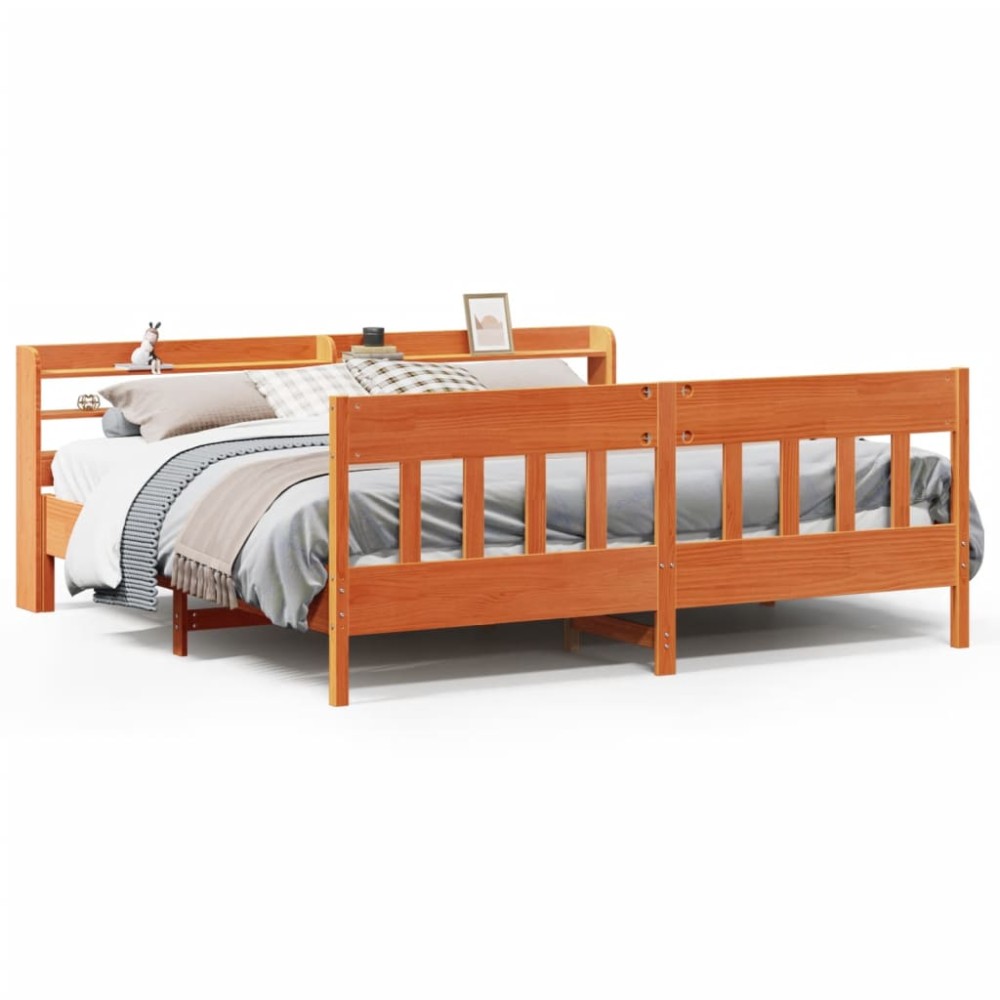 vidaXL Cadru de pat fără saltea, maro ceruit 180x200 cm lemn masiv pin