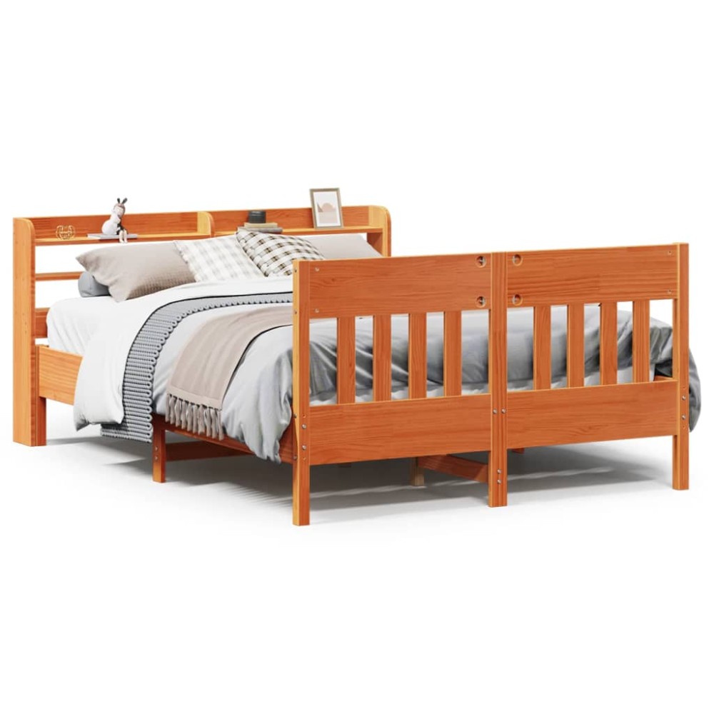 vidaXL Cadru de pat fără saltea, maro ceruit 150x200 cm lemn masiv pin
