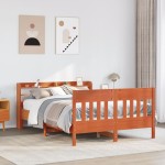 vidaXL Cadru de pat fără saltea, maro ceruit 140x200 cm lemn masiv pin vidaXL Cadru de pat fără saltea, maro ceruit 140x200 cm lemn masiv pin