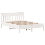 vidaXL Cadru de pat fără saltea, alb, 120x200 cm, lemn masiv pin vidaXL Cadru de pat fără saltea, alb, 120x200 cm, lemn masiv pin