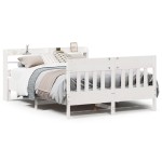 vidaXL Cadru de pat fără saltea, alb, 140x190 cm, lemn masiv de pin vidaXL Cadru de pat fără saltea, alb, 140x190 cm, lemn masiv de pin