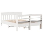 vidaXL Cadru de pat fără saltea, alb, 140x190 cm, lemn masiv de pin vidaXL Cadru de pat fără saltea, alb, 140x190 cm, lemn masiv de pin