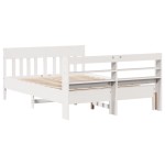vidaXL Cadru de pat fără saltea, alb, 120x190 cm, lemn masiv pin