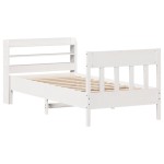 vidaXL Cadru de pat fără saltea, alb, 75x190 cm, lemn masiv de pin