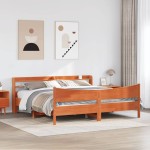 vidaXL Cadru de pat cu tăblie, maro ceruit, 200x200 cm, lemn masiv pin