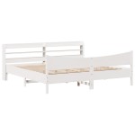 vidaXL Cadru de pat cu tăblie, alb, 180x200 cm, lemn masiv de pin