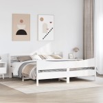 vidaXL Cadru de pat cu tăblie, alb, 180x200 cm, lemn masiv de pin