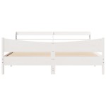 vidaXL Cadru de pat cu tăblie, alb, 180x200 cm, lemn masiv de pin