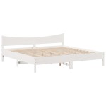 vidaXL Cadru de pat cu tăblie, alb, 180x200 cm, lemn masiv de pin